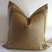 Summer sale 50 % off - Greek Key PIllow - Tobacco Linen - 22 inch - Decorative Pillows - Gold and Black - Greek Key Ribbon Embellishment