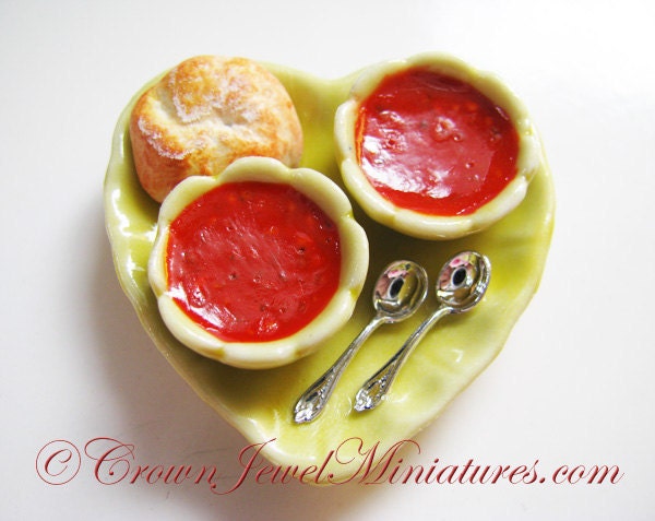 Gourmet Tomato Soup & Polish Bialy For Two by Crown Jewel Miniatures