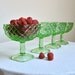 Lattice Pattern Green Glass Sherbet or Fruit Dishes by L E Smith, circa 1960