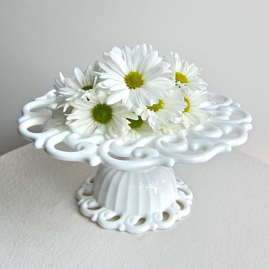 Milk Glass Cake Stand by Fostoria in the Monroe Pattern