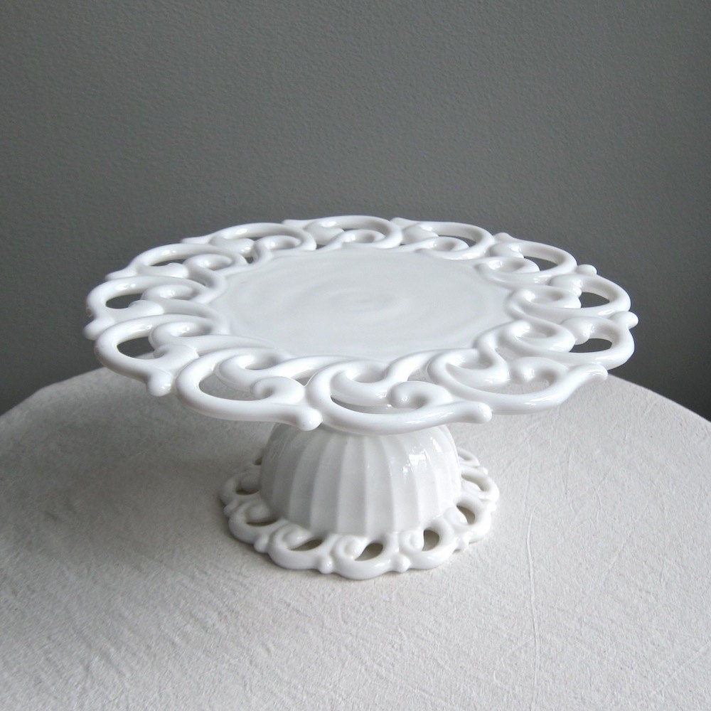 Milk Glass Cake Stand by Fostoria in the Monroe Pattern