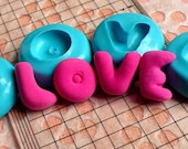 Alphabet Mold LOVE Mold 14-16mm Silicone Flexible Mold Jewelry Mold Scrapbooking Mold Cupcake Topper Cake Decoration Mold Polymer Clay Mold