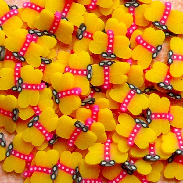 Polymer Clay Cane Yellow Dragonfly Fimo Slices Kawaii Miniature Scrapbooking Decoration Nail Art Decoden (75-100pcs) CIN09