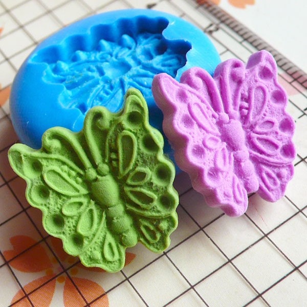 Butterfly (17mm) Silicone Flexible Push Mold - Jewelry, Charms, Cupcake (Clay, Fimo, Wax, Soap, Casting Resin, Epoxy, Fondant, Gum Paste)