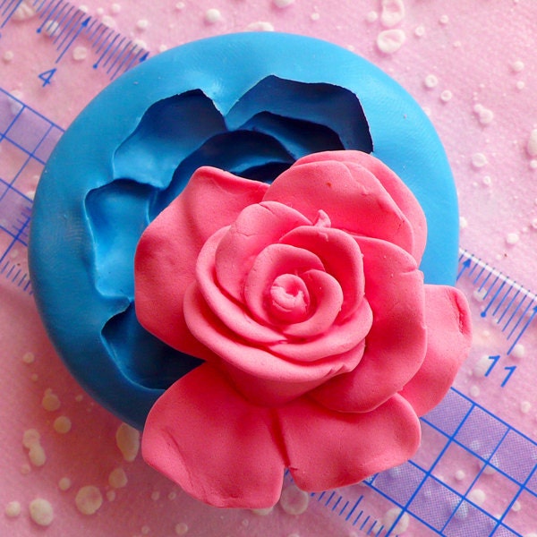 Flower Mold 42mm Flexible Mold Silicone Mold Flower Jewelry Cabochon Polymer Clay Mold Cupcake Topper Fondant Gumpaste Cake Decoration Mold