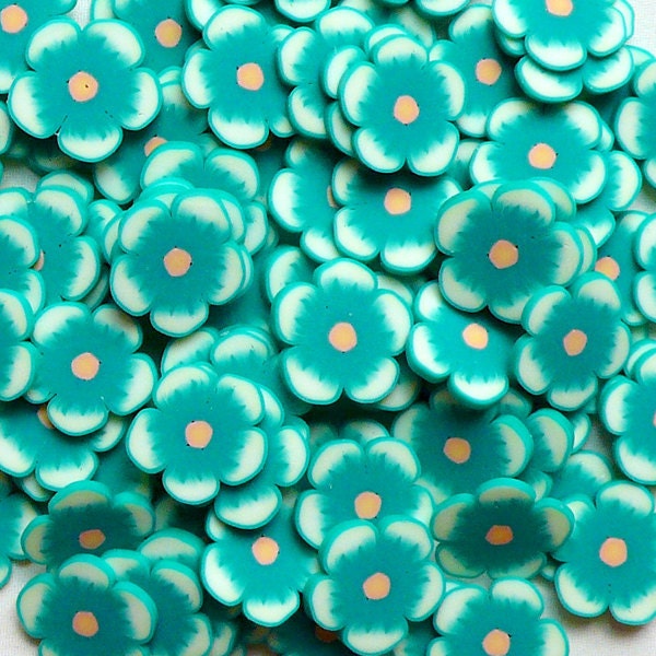 Polymer Clay Flower Fimo Cane Green Flower Slices Decoden DIY Kawaii Jewelry Deco Mini Flower Nail Art Decoration (75-100pcs) CFW052