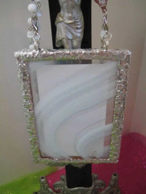 First Holy Communion Gift  Stained Glass Prayer Card Devotional  Keepsake  with Rosary Made to Order   Personalized Girl