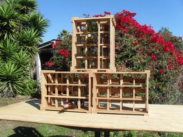 Reclaimed wood wine rack Stackable- Resurfaced and repurposed for a rustic vintage look