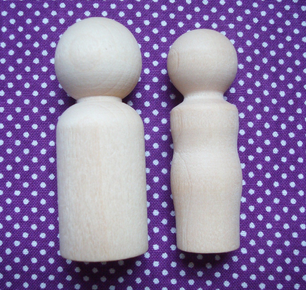 Unpainted Wood Doll Couples- DIY Wedding Cake Bride and Groom Toppers