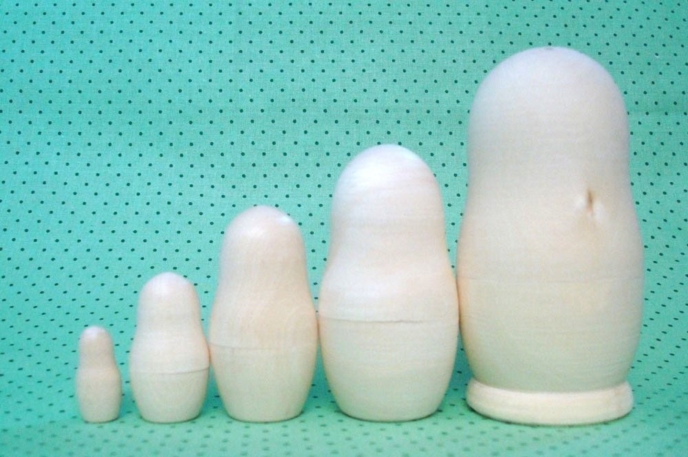 DIY Blank Russian Nesting Matryoshka Dolls- 4 inch 5 Piece Set Unpainted