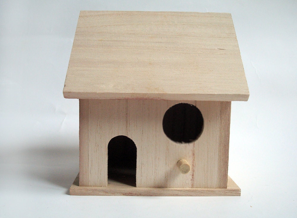 DIY Wooden Bird House- Unpainted Wood Birdhouse / Feeder
