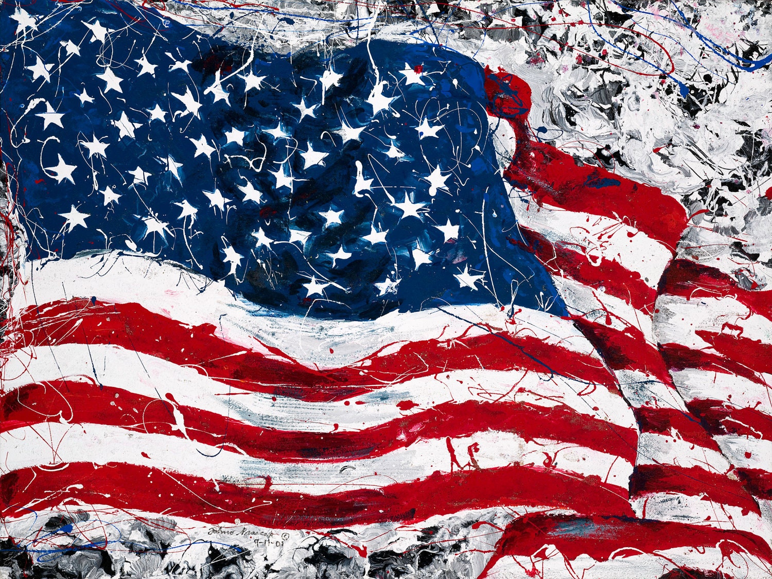 American Flag art, Red White and Blue, September 11th, inspired , Patriotic painting, Pittsburgh artist
