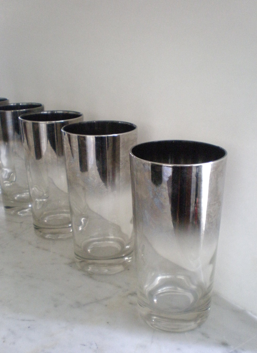 Ombre Silver Fade Rim Glasses / High Ball Barware