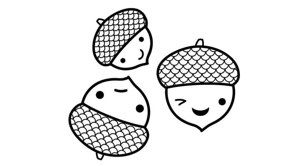 Handmade Clear Rubber Acorn Stamps