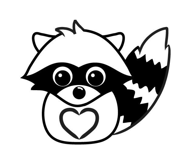 Handmade Clear Rubber Raccoon Stamp