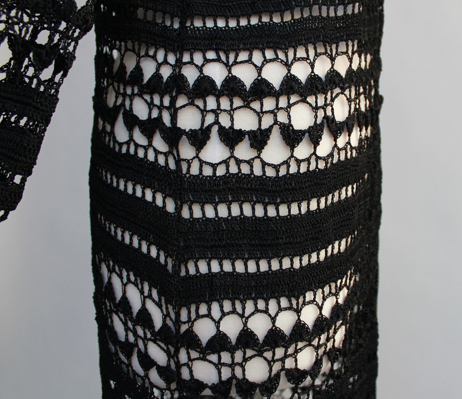 Early 90s Vintage Black Crochet Layering Jacket