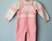 vintage baby girl pink overall sweater set - 3RingCircus
