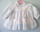 vintage baby girl 1980s blue and white dress