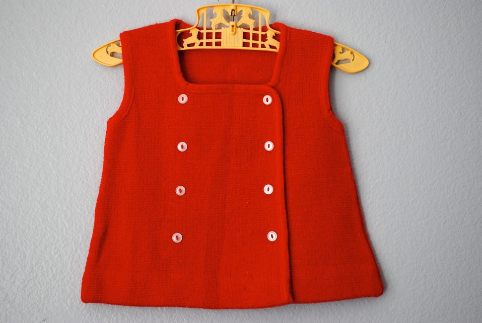 vintage baby girl red sleeveless sweater