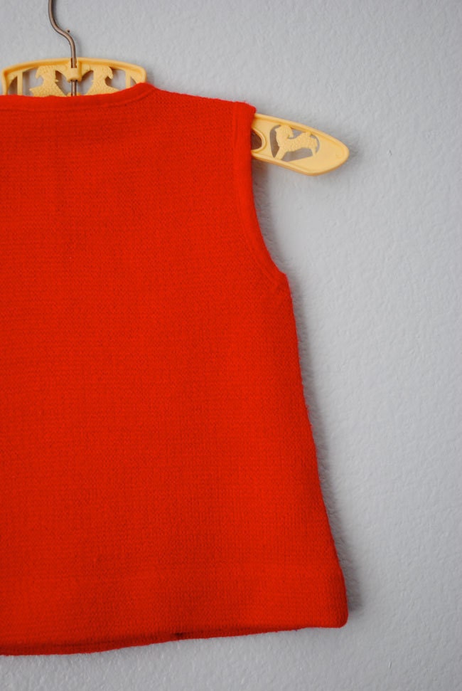 vintage baby girl red sleeveless sweater