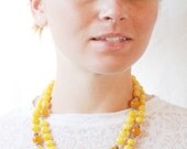 Preservation of Beauty Necklace double stranded (Peach Jade sphere beads, Citrine, Sterling Silver beads and findings)