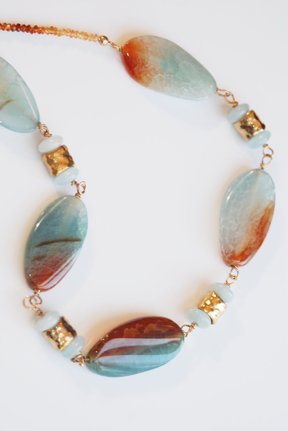 Warm Comfort Necklace (Rainbow Agate, Topaz, Amazonite, 14K Gold Filled findings and wire)