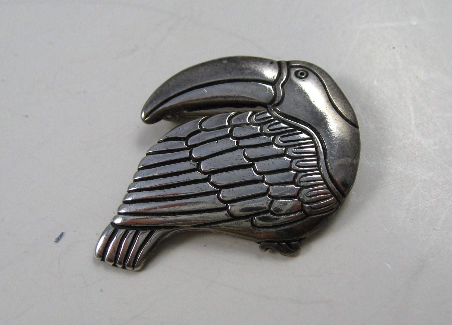 Vintage Toucan Laurel Burch Silver Signed Pin Brooch