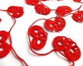Wedding garland, crochet hearts garland, red hearts decoration