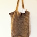 Eco friendly linen market tote bag with white flower