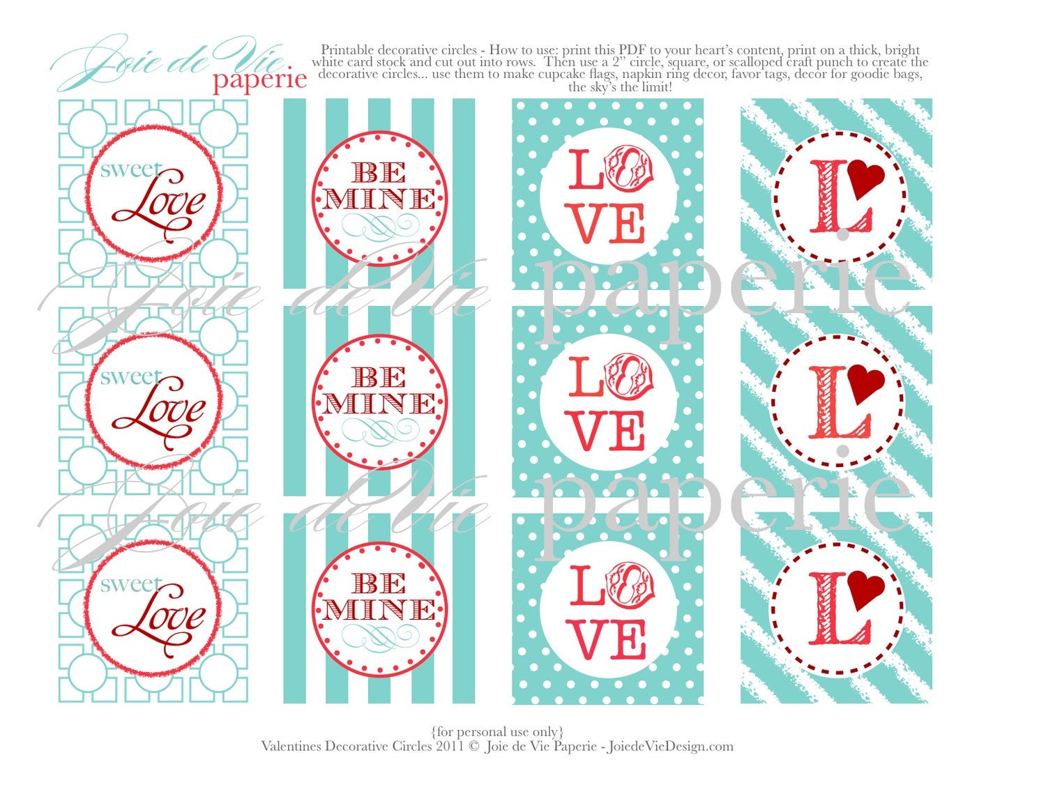 Valentines - printable decorative circles