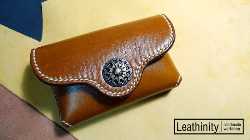 Leathinity - Fine Hand Stitched Brown Leather Card Holder