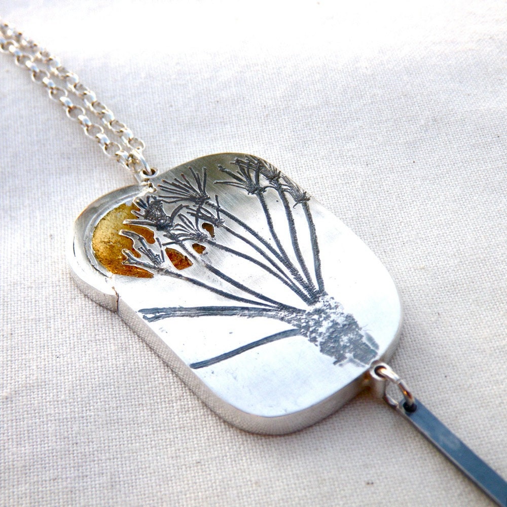 Summer Sunset Meadow Necklace, 'At the End of the Day' by Cari-Jane Hakes, Hybrid Handmade