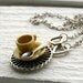 Tea Cup Necklace - Yellow on Silver Chain