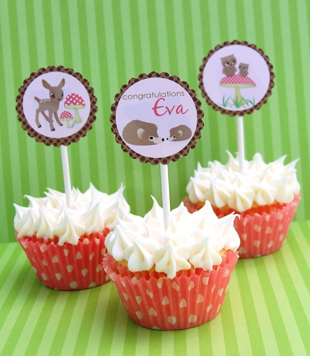 Pink and Brown Woodland Friends Printable Circles