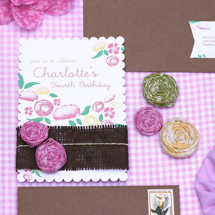 Pink Flower Party Printable Invitation