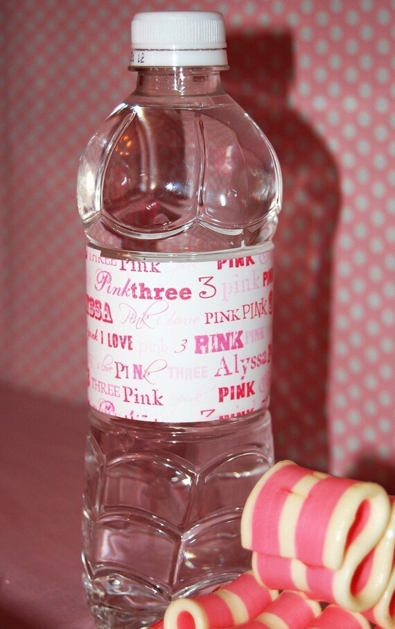 Pink Party Printable Water Bottle Labels Il_570xn