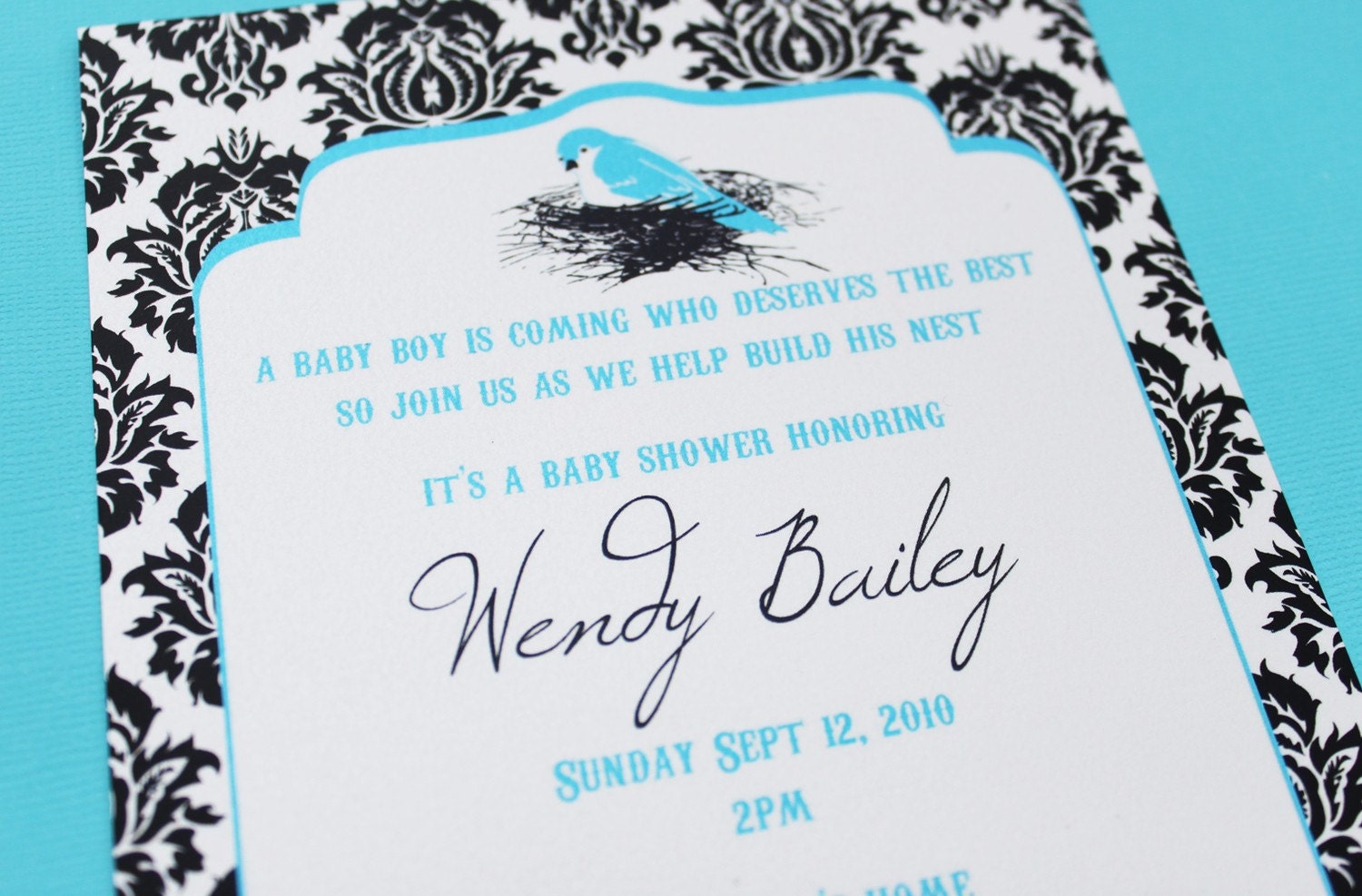 Nesting in Damask EDITABLE Printable Invitation Il_570xn