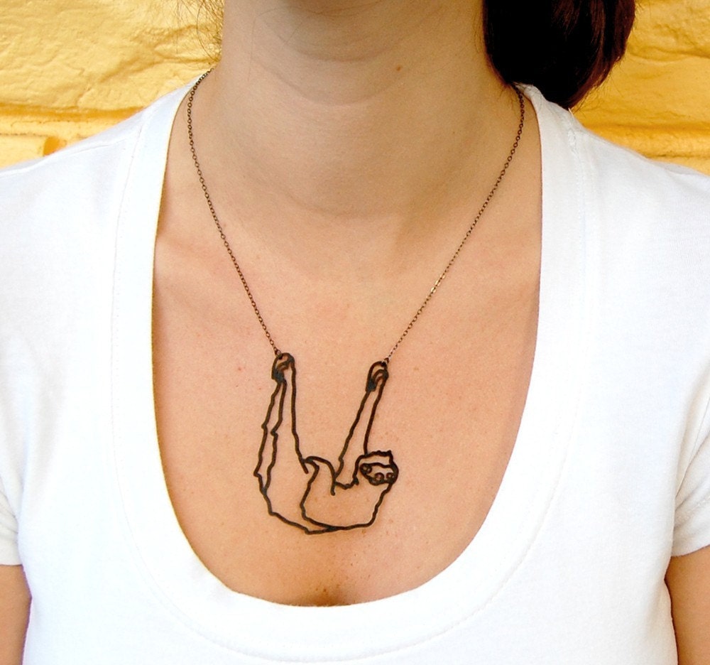 Three toed sloth necklace