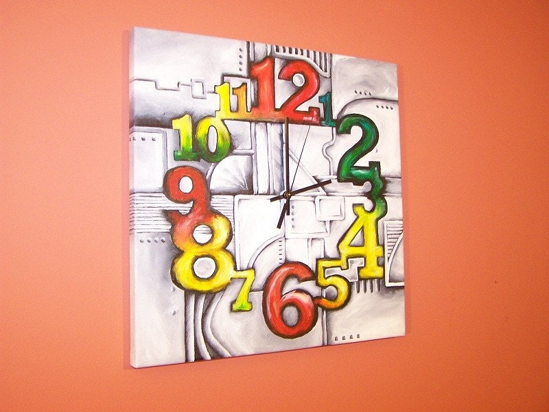 A Rivet in Time Saves Nine hand painted clock in Rockwell Font