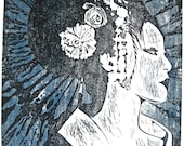 G E I S H A    original handpulled woodblock reduction print limited edition