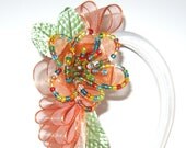 Dela Flor Peach Princess Bridal Flower Headband - vintage, hair accessory, flower, wedding, prom, bridesmaid, Team Rockabilly Gone Glam