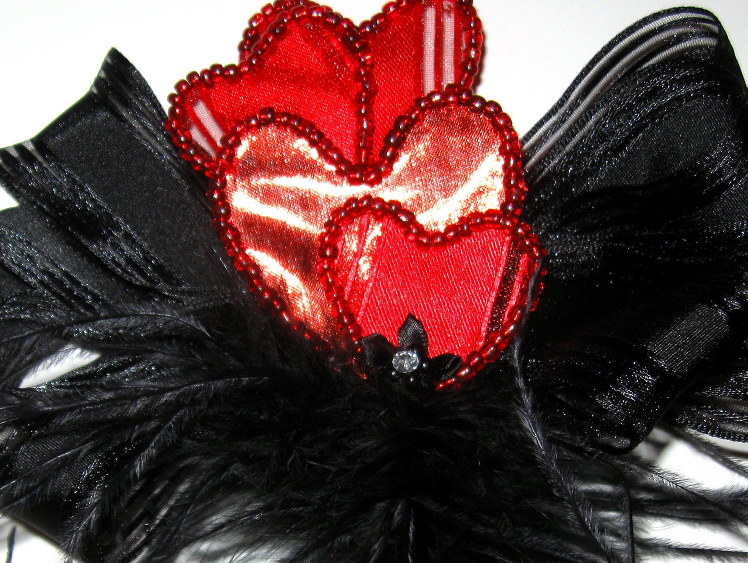 Dela Flor Black & Red Burlesque Wedding Set - vintage, hair accessory, ooak , fabric , beads, wedding, vlv, bride, Team Rockabilly Gone Glam