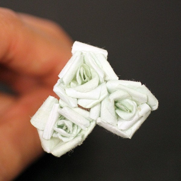 Twisted Rose, Bridal Hairpins, Wedding Hair Accessories, Light Mint Green Flower Hair Clips, Flower Bobby Pins - Set of 3