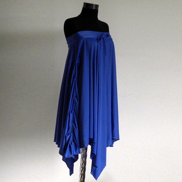 dress  in blue Drape dress Long blue  skirt cocktail party sexy