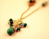 Turquoise Waves Necklace / Sterling Silver Dangle Necklace