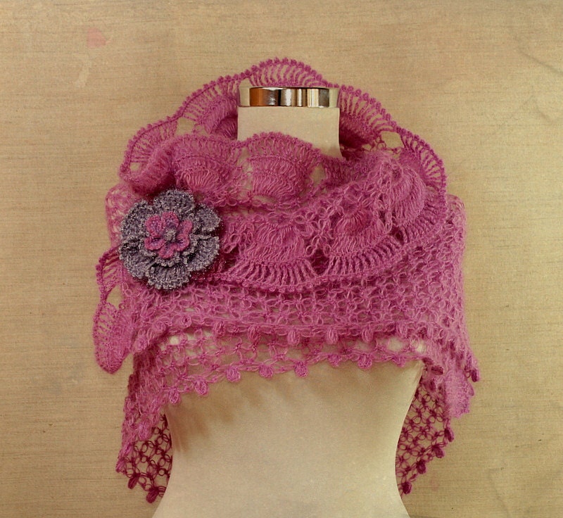 Lilac Blues / Pink Shawl Ruffle Shrug Crochet Shawl Neck Warmer Wedding Shawl Wrap Romantic  Bridesmaid Bridal Accessories