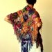Rainbow's Glare / Crochet Flowers Shawl Wrap Stole / Lace Neck Warmer / Warm Colors / Fall Winter Spring