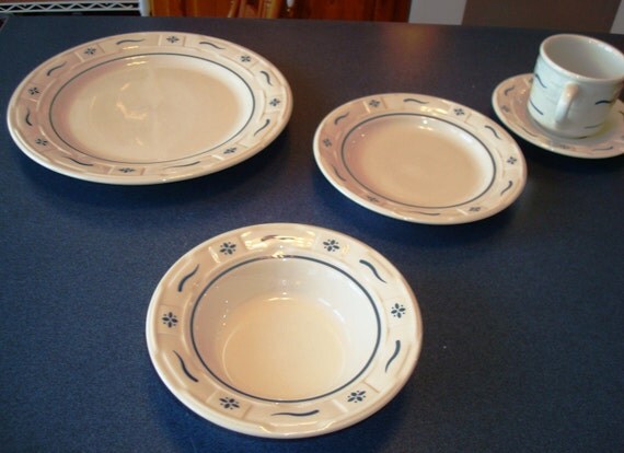 Longaberger Blue Woven Traditions Dinnerware Set by Suz16 on Etsy