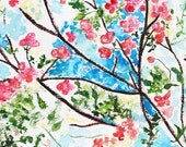 Abstract Art, Flower Wall Art, Abstract Painting, Flower Art Print, pink & blue decor - The Comfort of You