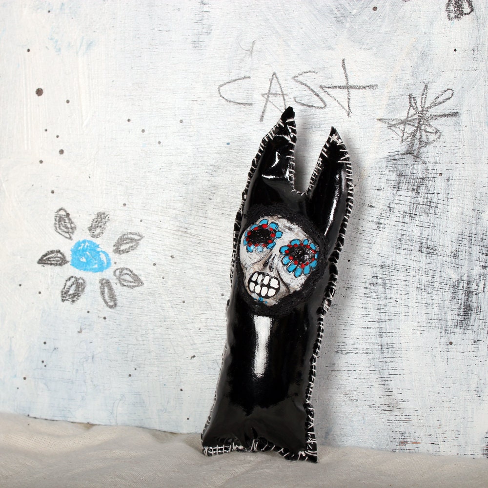 Doll Day of the Dead skull face strange Holliday Gift Gothic ornament toy black vinyl plush hanging creepy Figure Dark Fairytale
